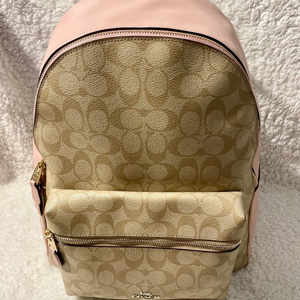 Coach Charlie Backpack Beige and Pink - Picture 2 of 10
